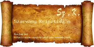 Szarvasy Krisztián névjegykártya
